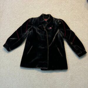 Vintage Sasson Women's Faux Fur Coat Brown Elegant Mid-Length Size 12